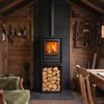 Stovax Riva2 40 freestanding wood burning stove in a shed