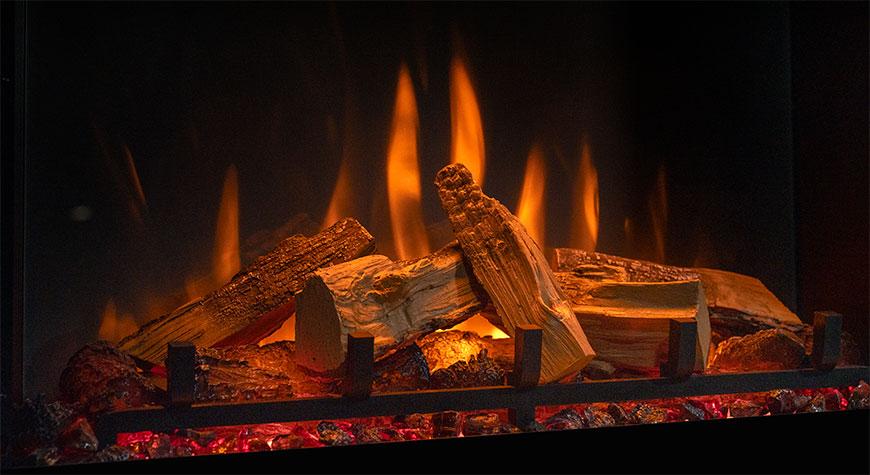 Close up of the Gazco eMotiv's flame display
