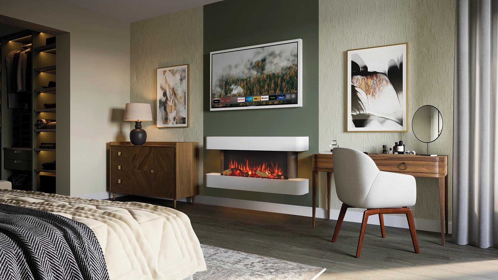 Gazco eStudio Arosa 140 modern wall mounted electric fireplace suite Modern Contemporary Fireplaces